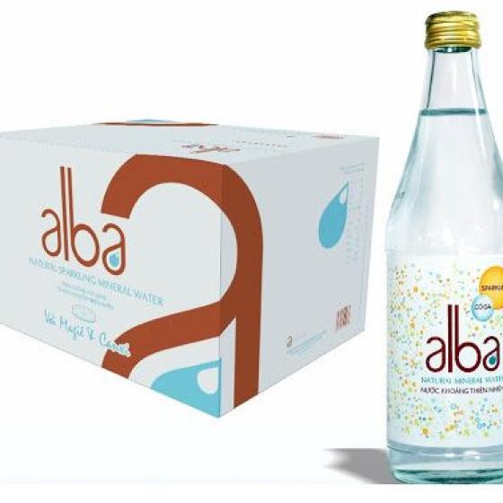 NƯỚC KHOÁNG THIÊN NHIÊN ALBA CÓ GAS 450ML CHAI THỦY TINH (THÙNG 20 CHAI)