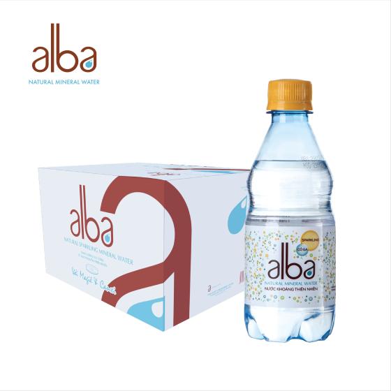 NƯỚC KHOÁNG THIÊN NHIÊN ALBA CÓ GAS 350ML CHAI PET (THÙNG 24 CHAI)
