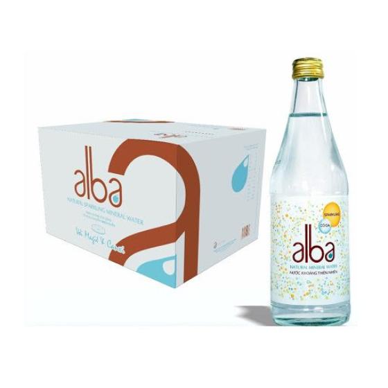 NƯỚC KHOÁNG THIÊN NHIÊN ALBA CÓ GAS 450ML CHAI THỦY TINH (THÙNG 20 CHAI)